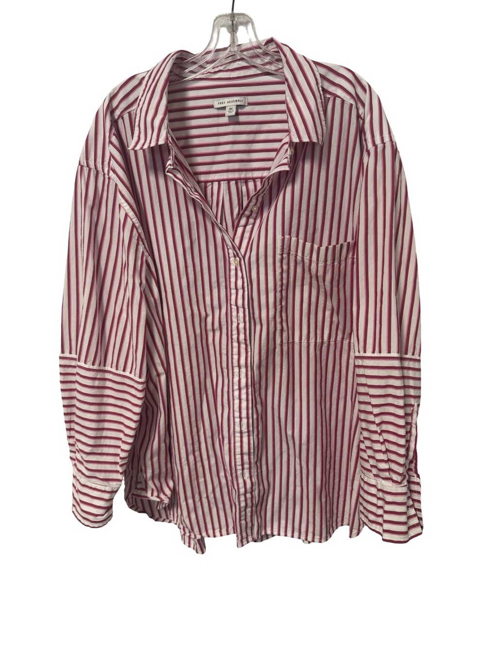 Casual Pink & White Striped Button-Down Shirt